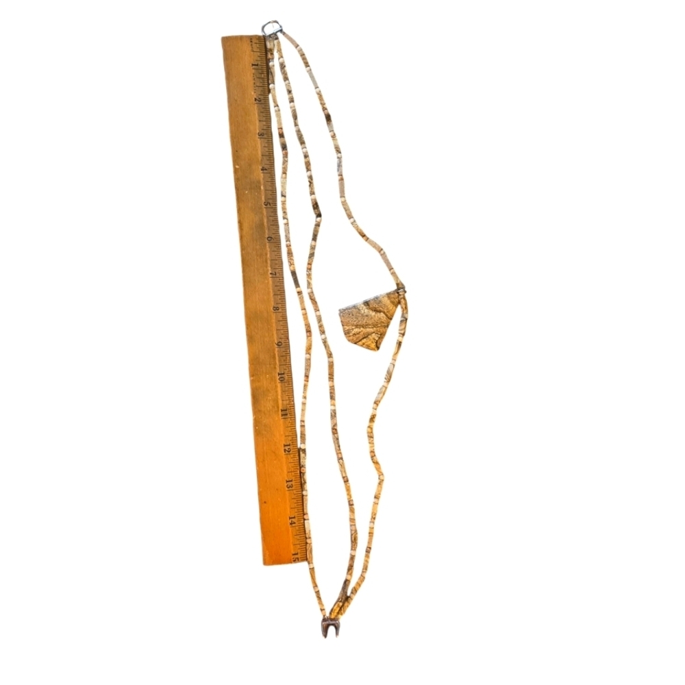 Picture Jasper 18" Necklace 3 Strands Natural Stone Beads Pendant Tan Brown Gold - Picture 7 of 9